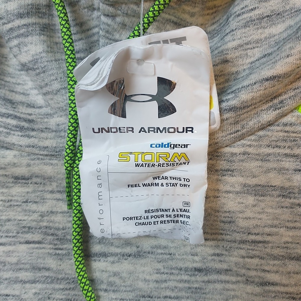 Under Armour Womens ColdGear Storm Hoodie Gray Neon Yellow Semi-Fitted Large - Picture 3 of 16